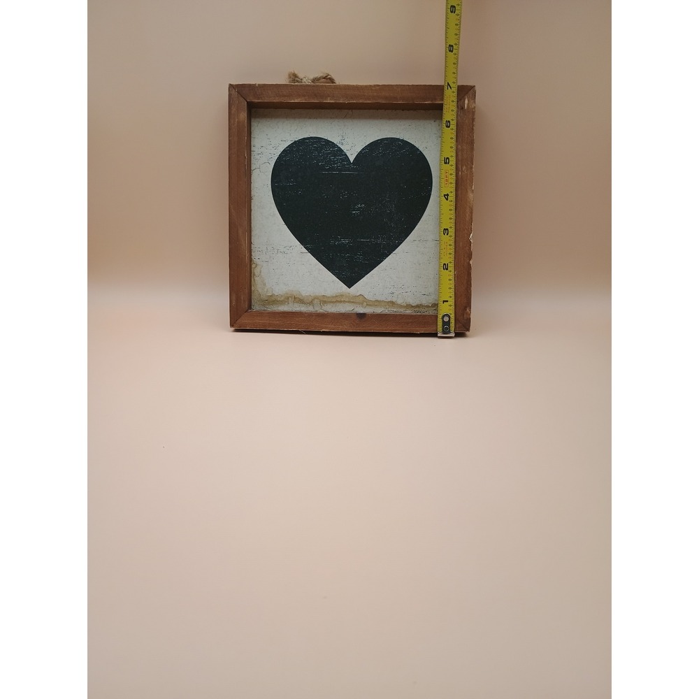Farmington Rustic Wood Framed Black Heart Wall Decor Farmhouse Sign 7x7 - Picture 3 of 8